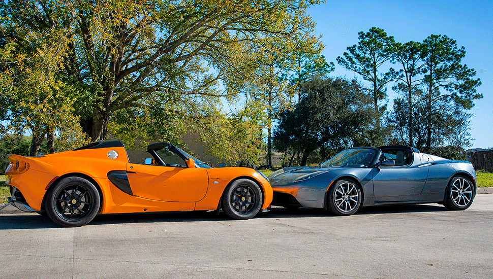Lotus Elise & Tesla Roadster