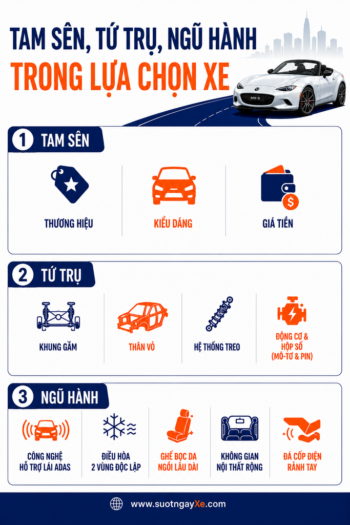 Tam sên, tứ trụ, ngũ hành