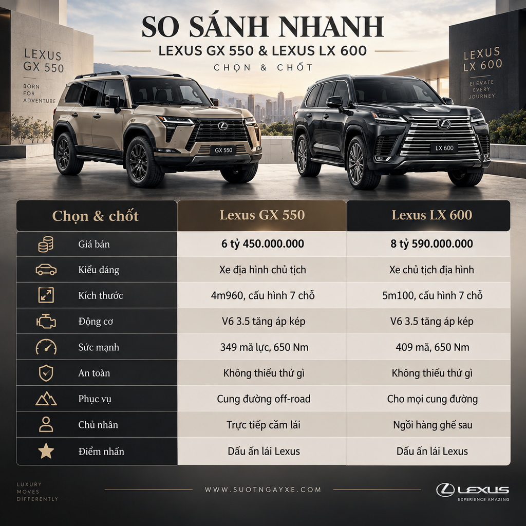 So sánh GX 550 và LX