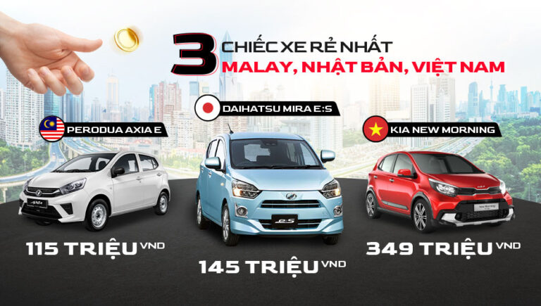 Điểm giá 3 chiếc xe rẻ nhất Malay, Nhật Bản, Việt Nam